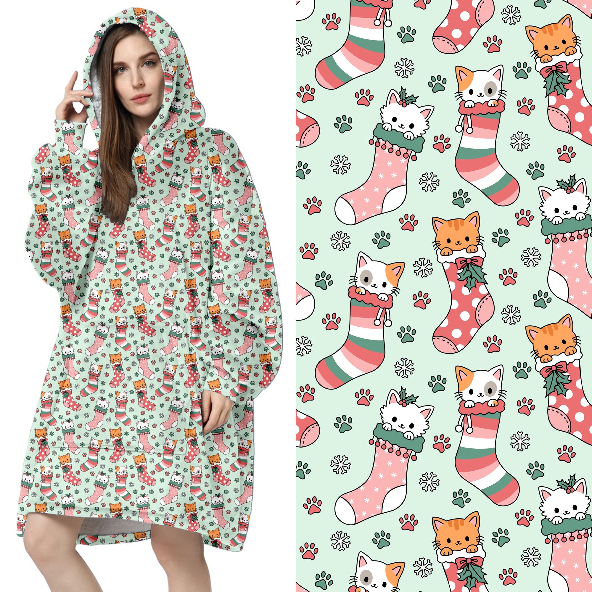 Kitten Stockings Hoodie Blanket PREORDER B113