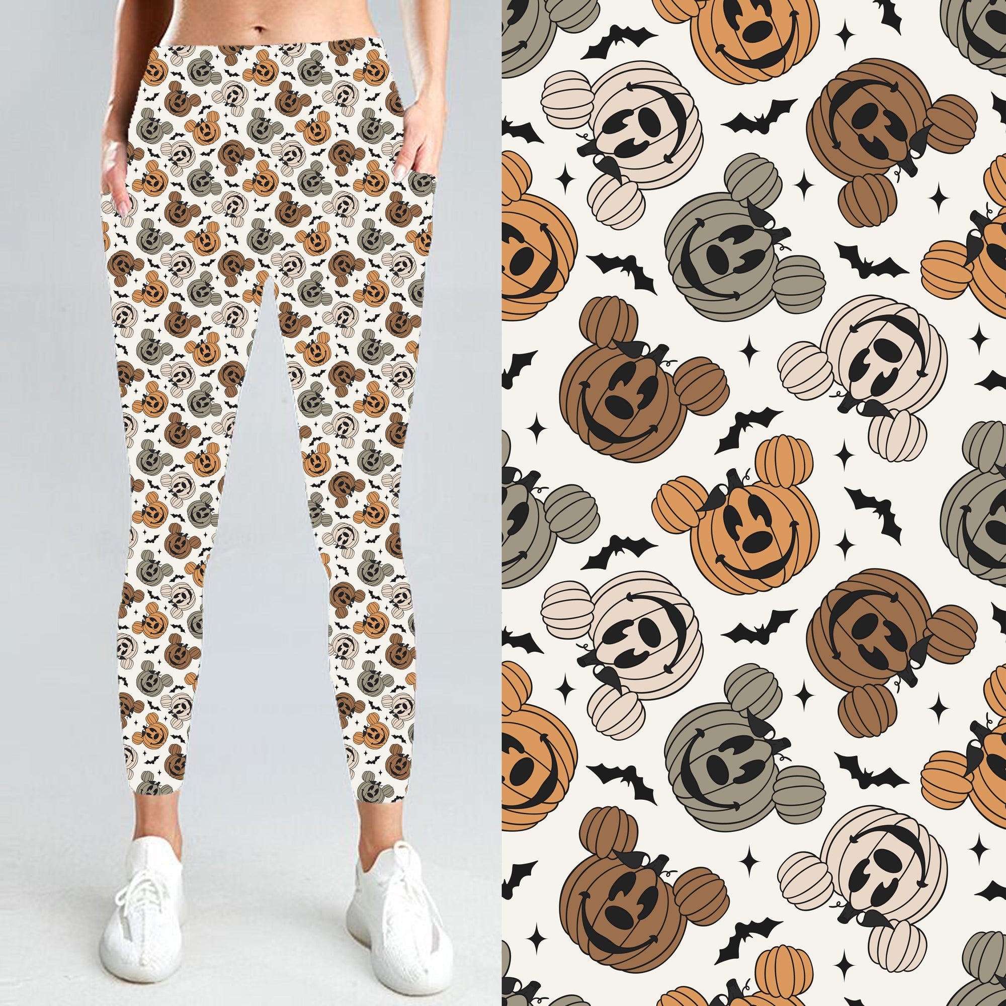 Beige Pumpkin Mouse Leggings PREORDER B99