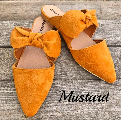 Pointed Toe Bow Strap Slides