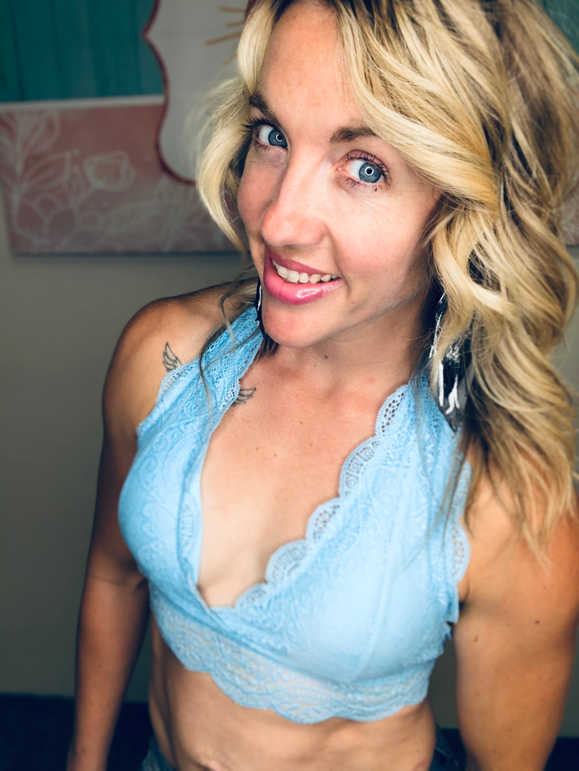 Baby Blue lace halter Bralette