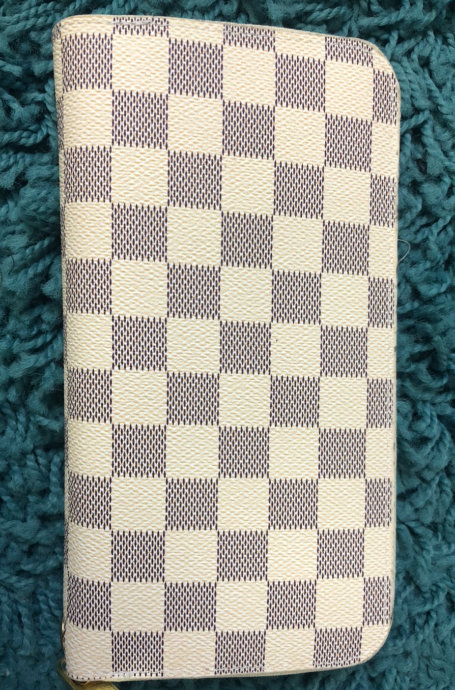 Checkered zip wallet vegan leather