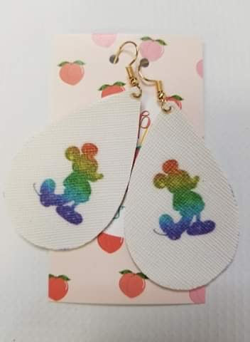 Rainbow classic Mickey inspired handmade earrings