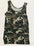 Camo long tank scoop neck