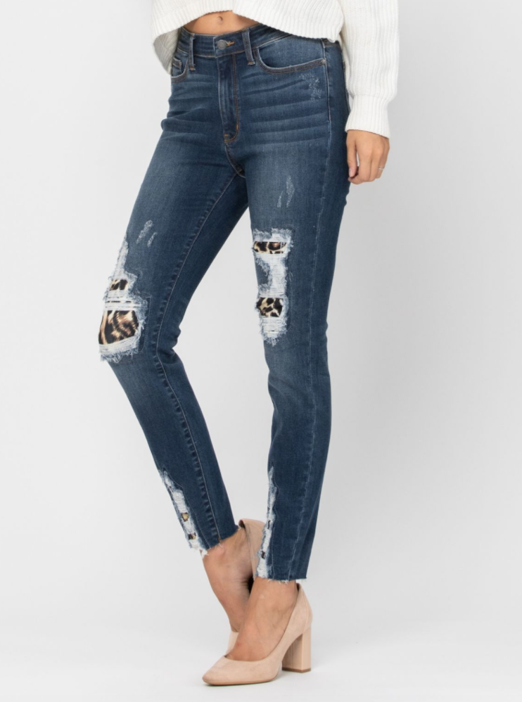 Judy Blue high waist leopard patch skinny