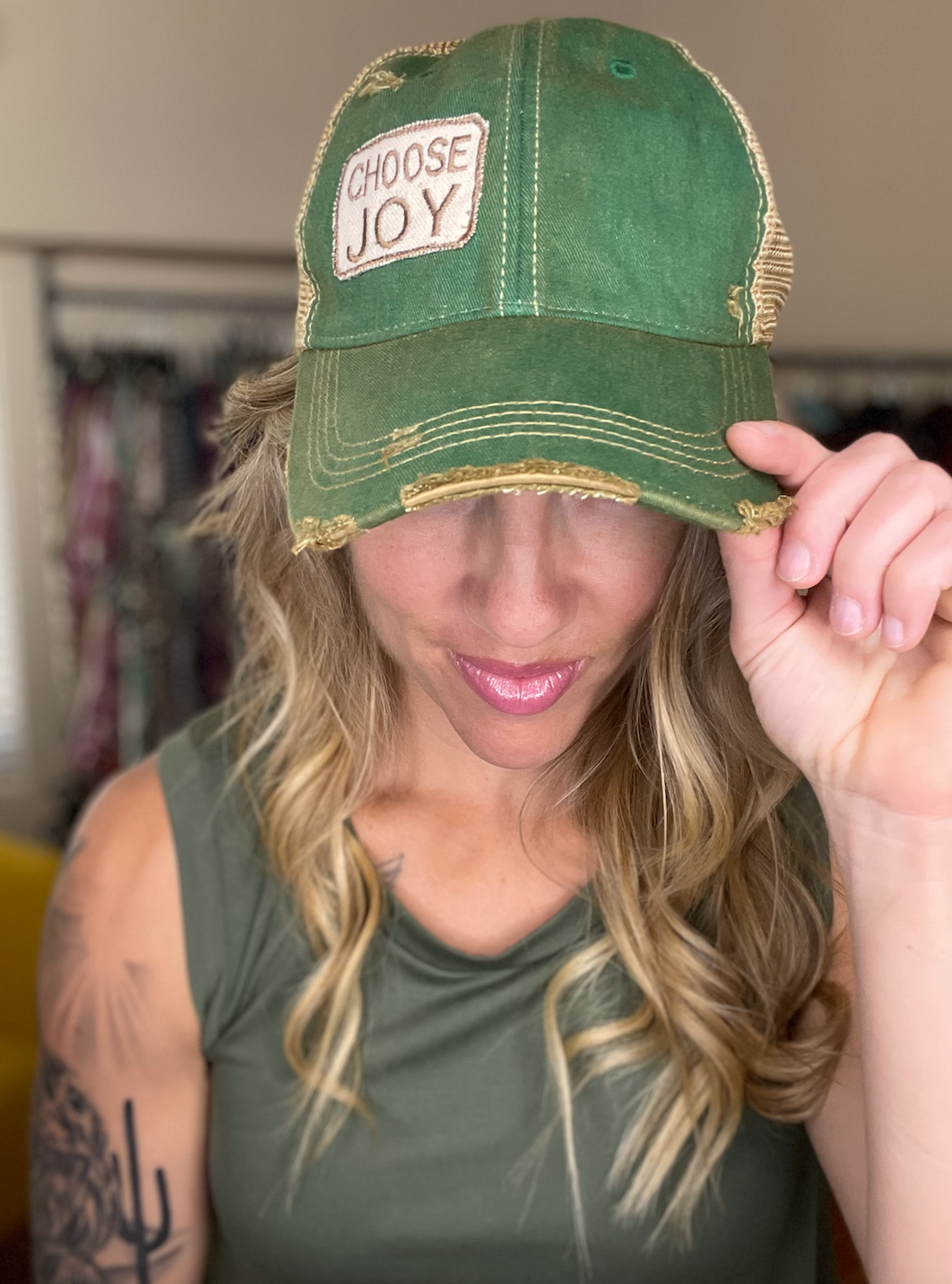 Choose Joy Distressed Trucker hat