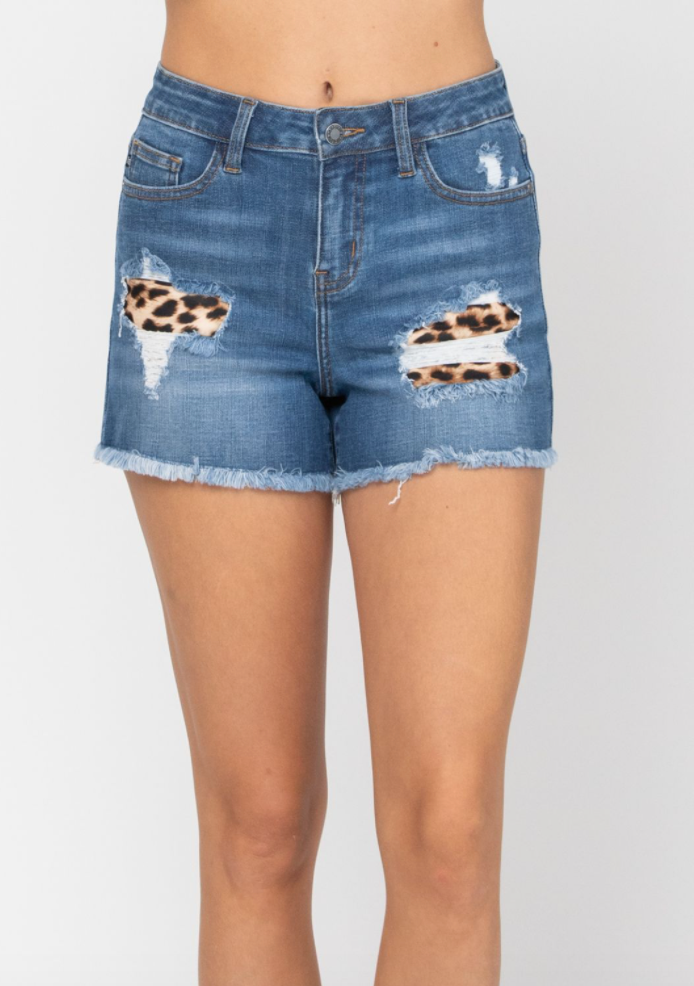 Judy Blue Leopard patch shorts