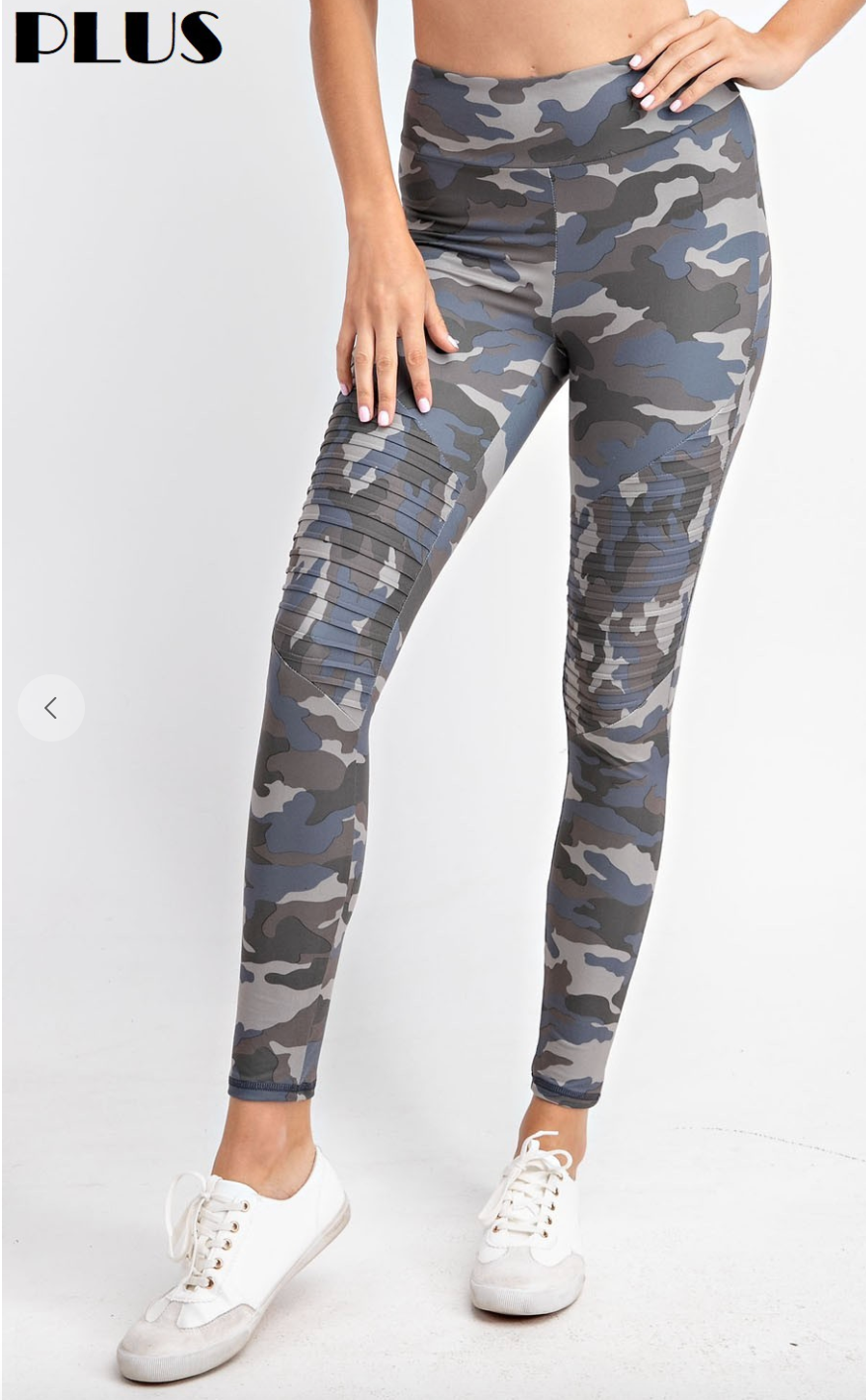 Gray Camo motto leggings