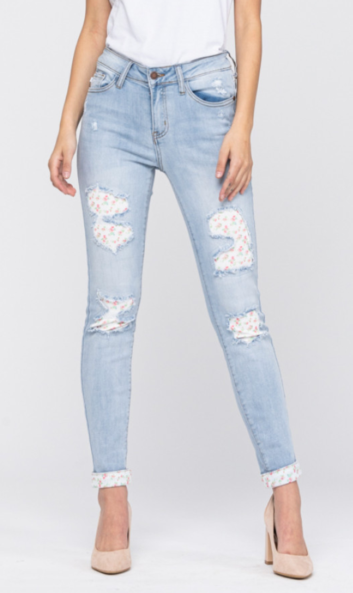 Judy blue Floral Patch Skinny Jeans