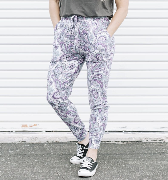 Purple Paisly high waisted joggers